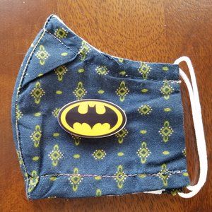 Face Mask KIDS Navy and Yellow Removable BATMAN